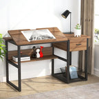 Table de dessin inclinable réglable avec étagère de rangement et tiroir, multi, noir, gris