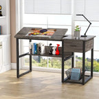 Table de dessin inclinable réglable avec étagère de rangement et tiroir, multi, noir, gris