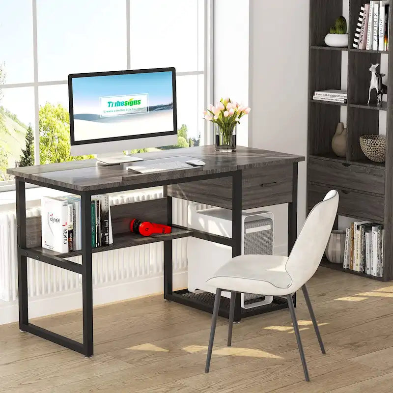 Table de dessin inclinable réglable avec étagère de rangement et tiroir, multi, noir, gris