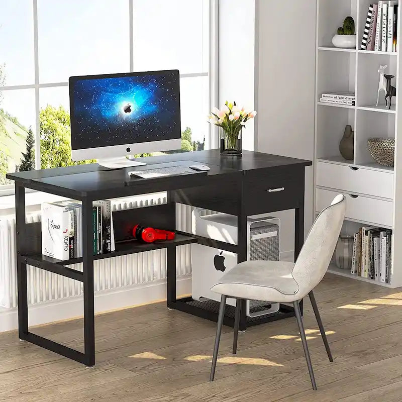 Table de dessin inclinable réglable avec étagère de rangement et tiroir, multi, noir, gris