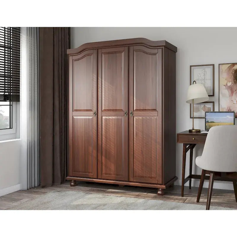 Petite étagère de garde-robe en bois massif finition moka blanc java noir