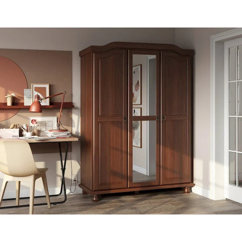 Petite étagère de garde-robe en bois massif finition moka blanc java noir