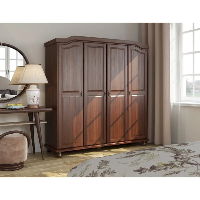 Petite étagère de garde-robe en bois massif finition moka blanc java noir