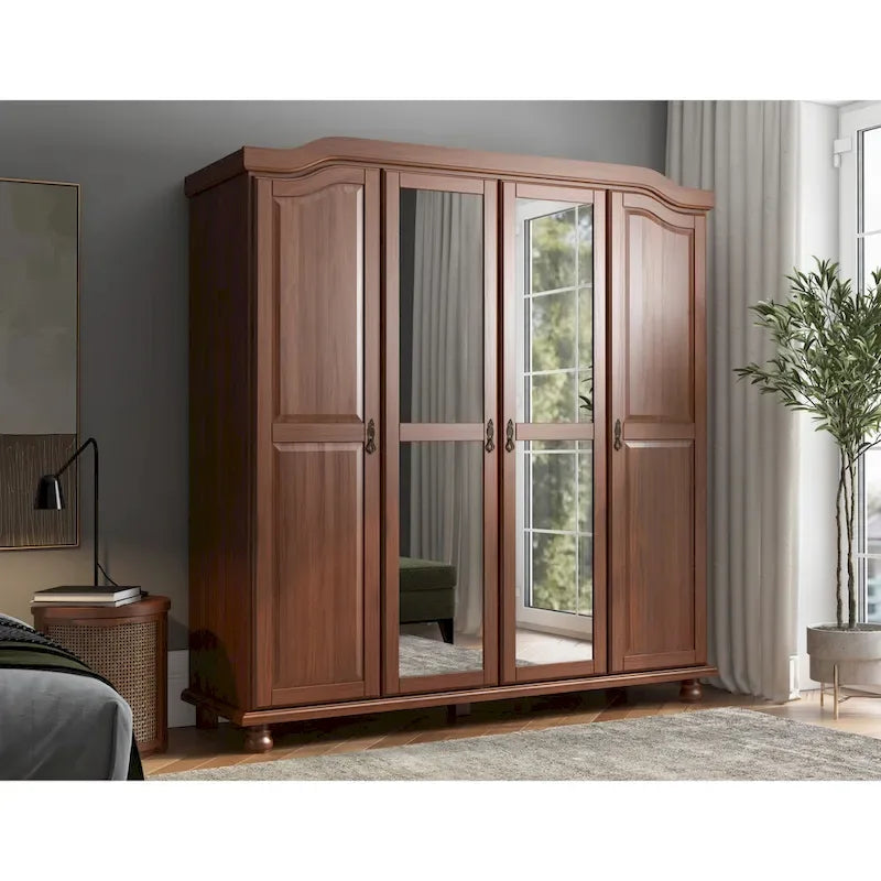 Petite étagère de garde-robe en bois massif finition moka blanc java noir