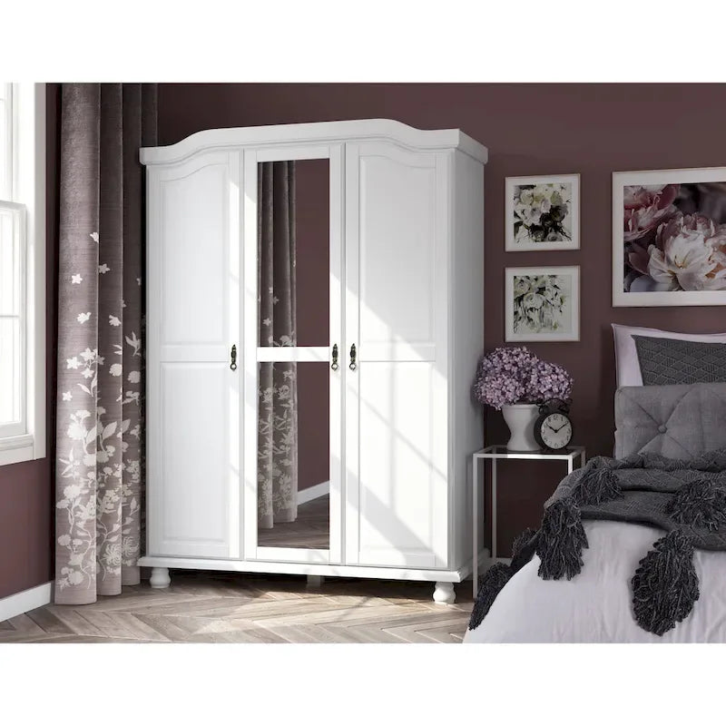 Petite étagère de garde-robe en bois massif finition moka blanc java noir