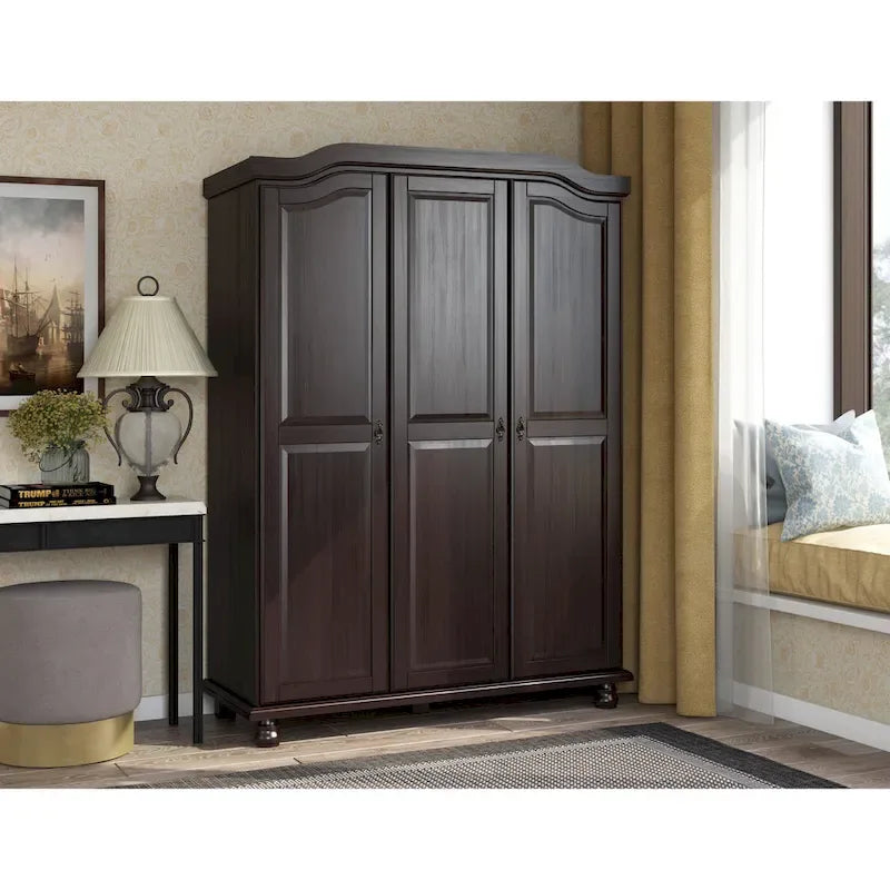 Petite étagère de garde-robe en bois massif finition moka blanc java noir