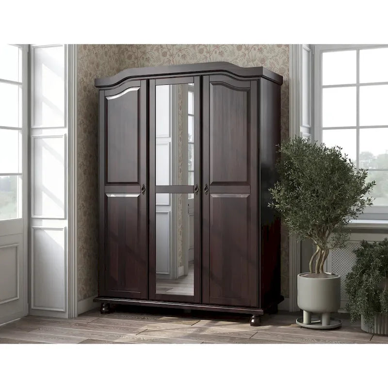 Petite étagère de garde-robe en bois massif finition moka blanc java noir