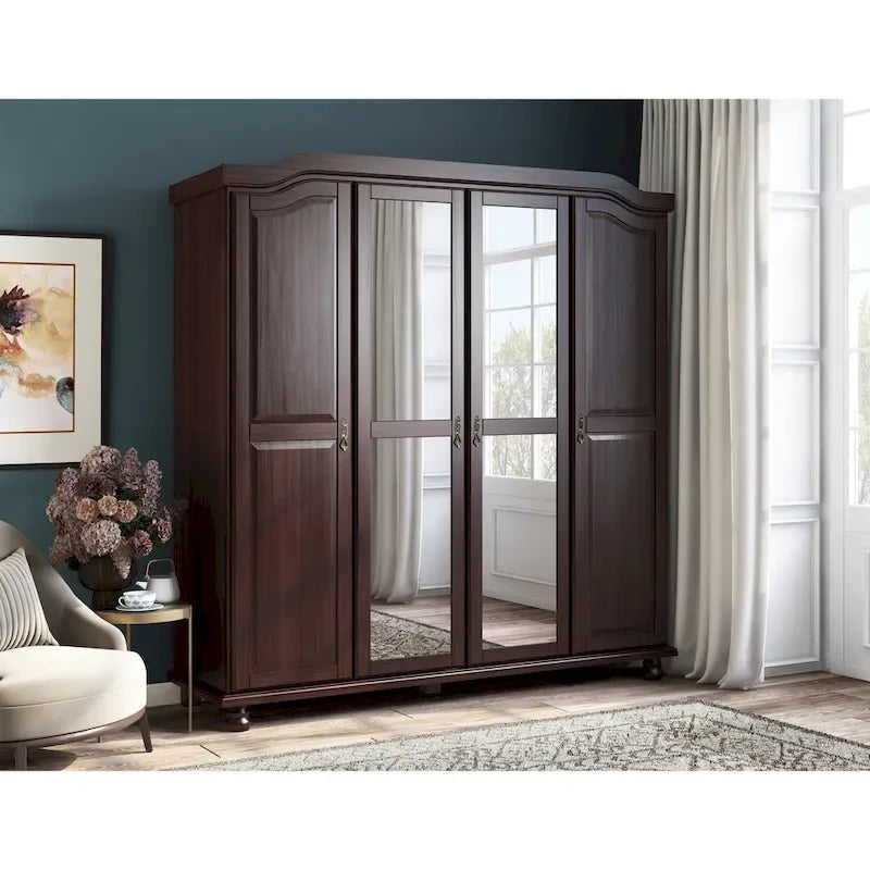 Petite étagère de garde-robe en bois massif finition moka blanc java noir