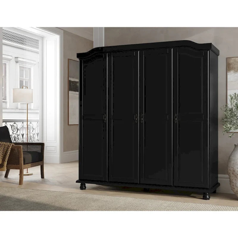 Petite étagère de garde-robe en bois massif finition moka blanc java noir