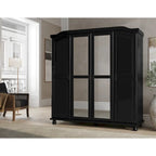 Petite étagère de garde-robe en bois massif finition moka blanc java noir