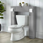 Meuble de rangement de salle de bain sur toilettes avec portes persiennes blanc-gris