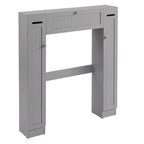Meuble de rangement de salle de bain sur toilettes avec portes persiennes blanc-gris