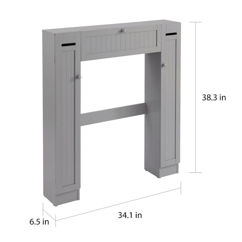 Meuble de rangement de salle de bain sur toilettes avec portes persiennes blanc-gris