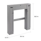 Meuble de rangement de salle de bain sur toilettes avec portes persiennes blanc-gris