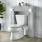 Meuble de rangement de salle de bain sur toilettes avec portes persiennes blanc-gris
