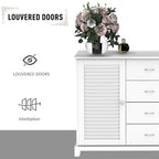 Buffet de rangement blanc avec portes persiennes et tiroirs