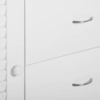 Buffet de rangement blanc avec portes persiennes et tiroirs