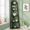Étagère d'angle échelle à 5 niveaux, meuble de rangement pour plantes, bibliothèque, noir et blanc