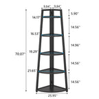 Étagère d'angle échelle à 5 niveaux, meuble de rangement pour plantes, bibliothèque, noir et blanc