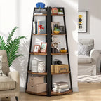 Étagère d'angle échelle à 5 niveaux, meuble de rangement pour plantes, bibliothèque, noir et blanc