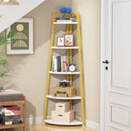 Étagère d'angle échelle à 5 niveaux, meuble de rangement pour plantes, bibliothèque, noir et blanc