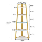Étagère d'angle échelle à 5 niveaux, meuble de rangement pour plantes, bibliothèque, noir et blanc