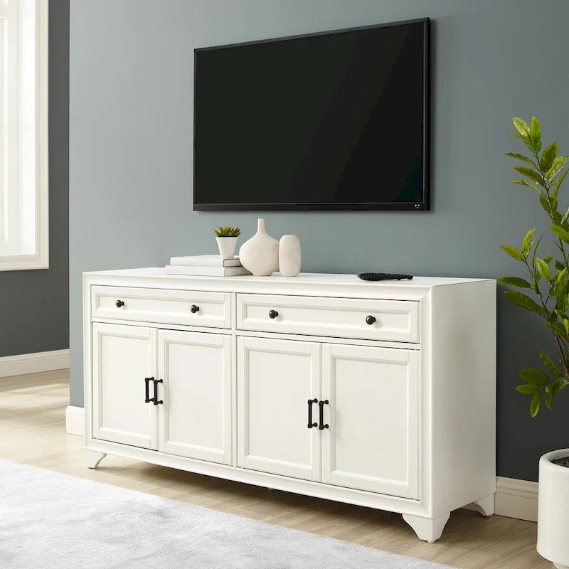 Buffet en bois vieilli avec tiroirs et rangements Gris Blanc