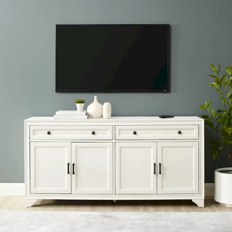 Buffet en bois vieilli avec tiroirs et rangements Gris Blanc