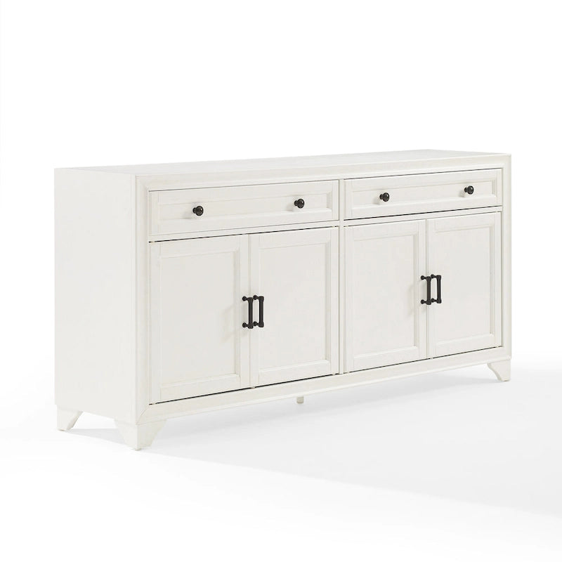 Buffet en bois vieilli avec tiroirs et rangements Gris Blanc