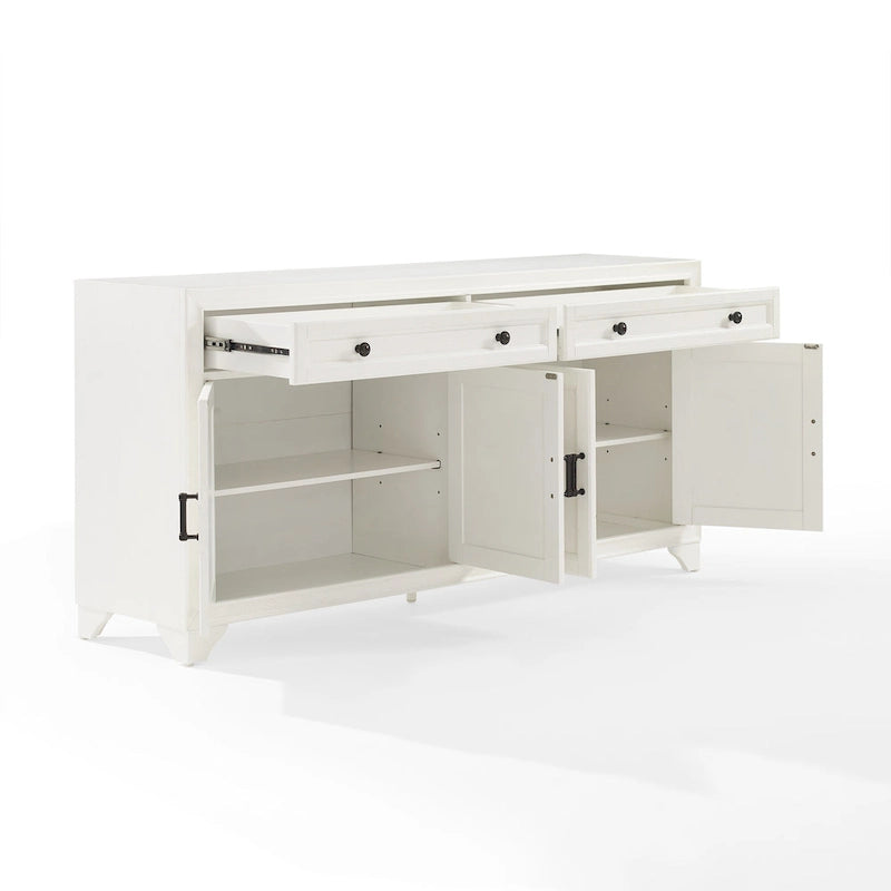 Buffet en bois vieilli avec tiroirs et rangements Gris Blanc