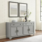 Buffet en bois vieilli avec tiroirs et rangements Gris Blanc