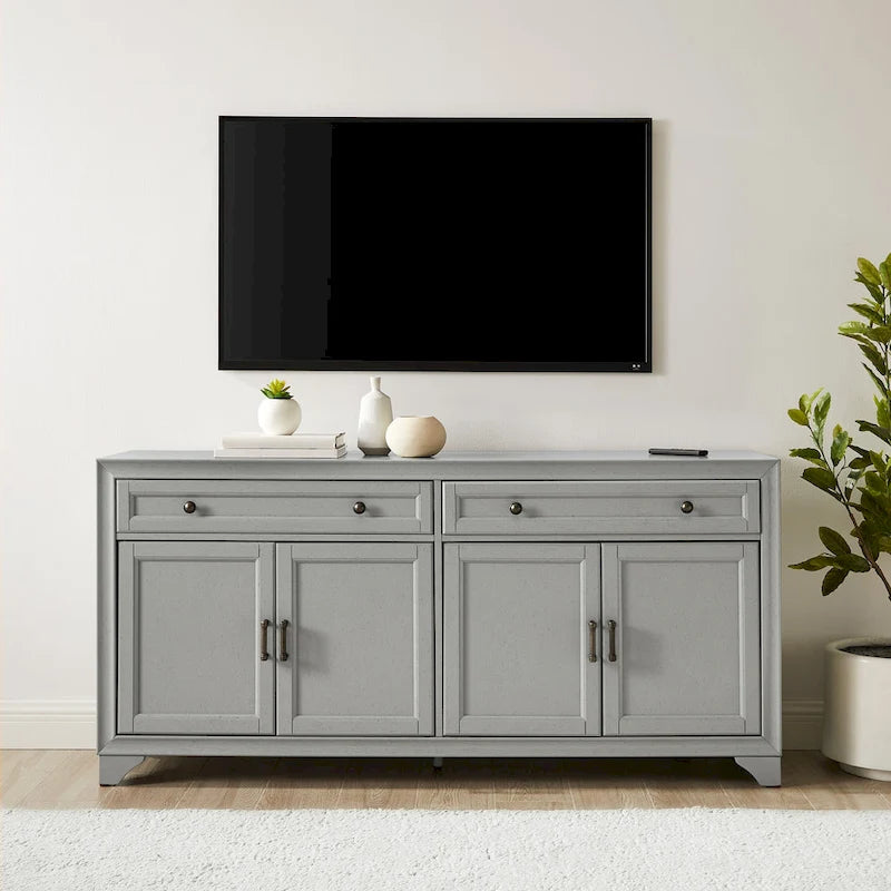 Buffet en bois vieilli avec tiroirs et rangements Gris Blanc