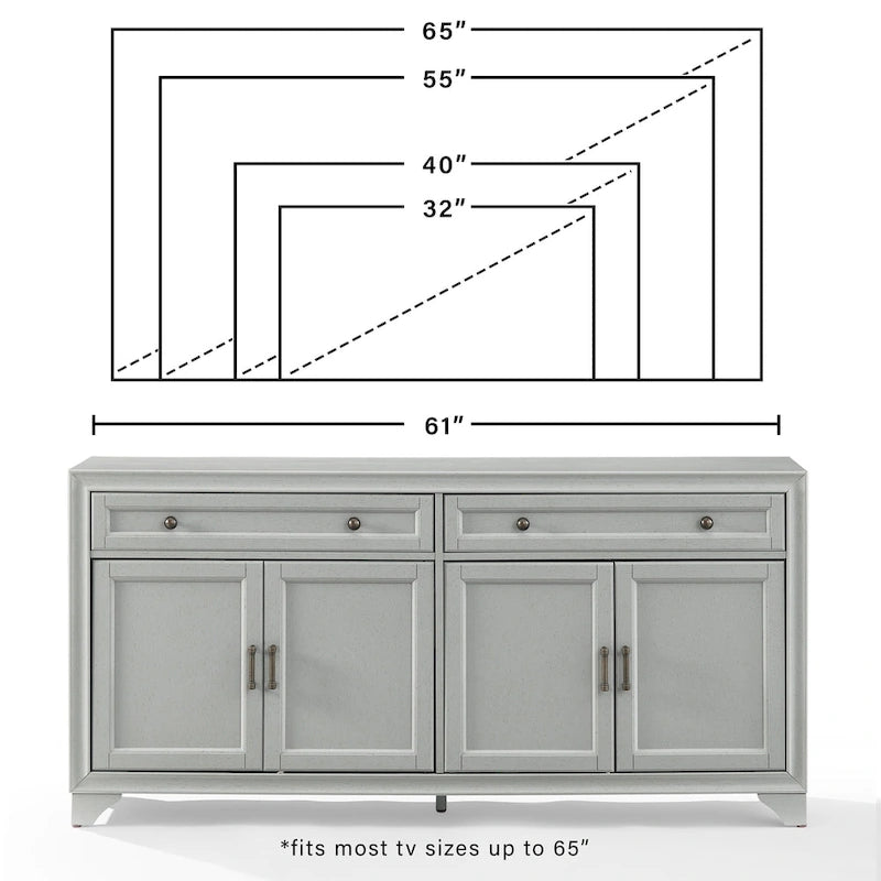 Buffet en bois vieilli avec tiroirs et rangements Gris Blanc