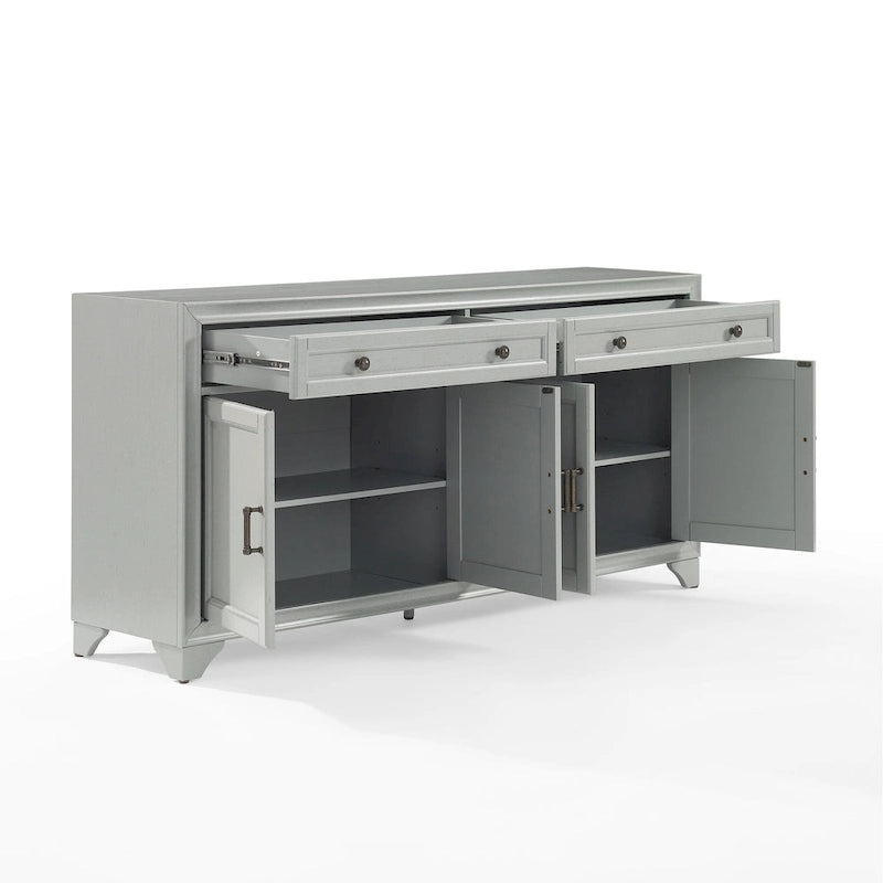 Buffet en bois vieilli avec tiroirs et rangements Gris Blanc