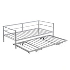 Structure de lit de repos industrielle Twin Metal Lattes en acier noir argenté Pas besoin de sommier tapissier