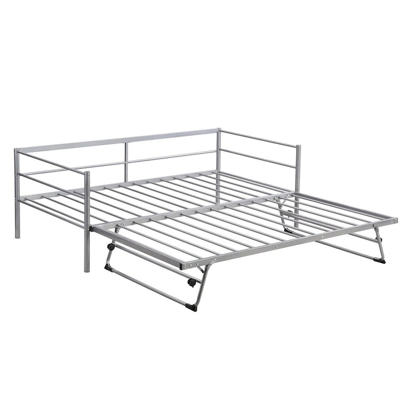 Structure de lit de repos industrielle Twin Metal Lattes en acier noir argenté Pas besoin de sommier tapissier