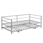 Structure de lit de repos industrielle Twin Metal Lattes en acier noir argenté Pas besoin de sommier tapissier