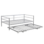 Structure de lit de repos industrielle Twin Metal Lattes en acier noir argenté Pas besoin de sommier tapissier