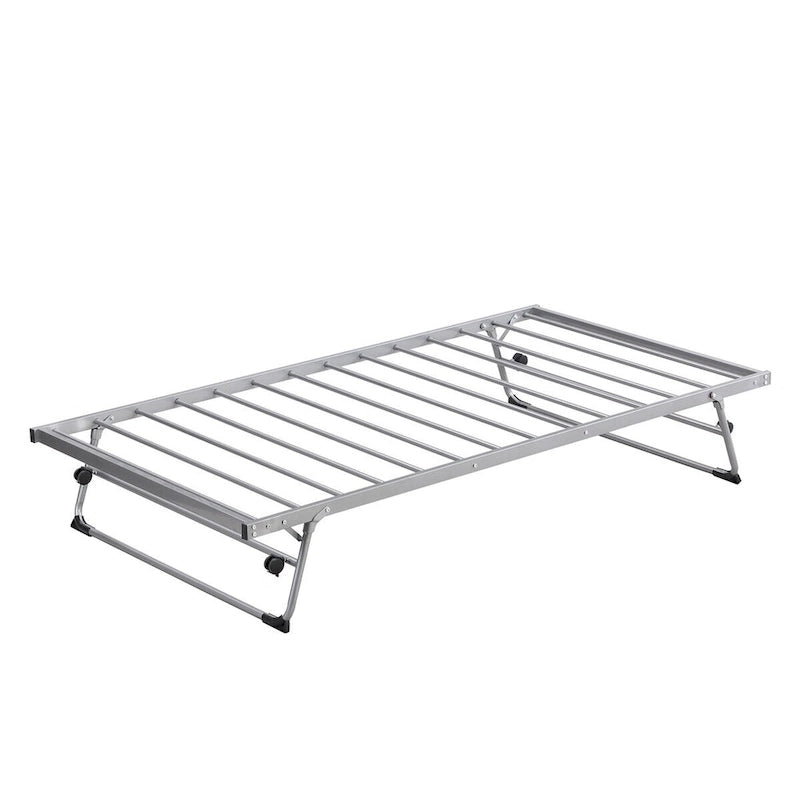 Structure de lit de repos industrielle Twin Metal Lattes en acier noir argenté Pas besoin de sommier tapissier