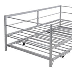 Structure de lit de repos industrielle Twin Metal Lattes en acier noir argenté Pas besoin de sommier tapissier
