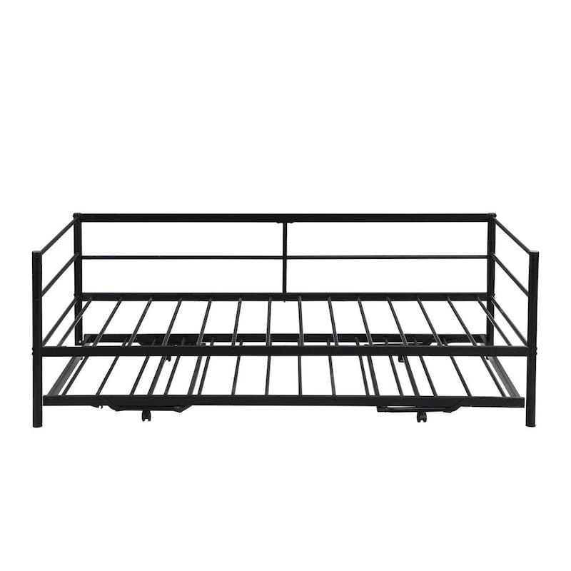 Structure de lit de repos industrielle Twin Metal Lattes en acier noir argenté Pas besoin de sommier tapissier