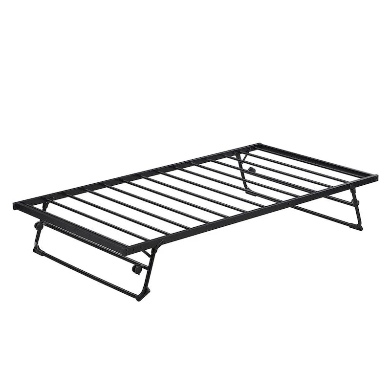 Structure de lit de repos industrielle Twin Metal Lattes en acier noir argenté Pas besoin de sommier tapissier