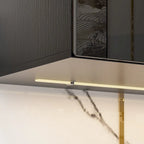 Meuble TV flottant mural avec lumières LED, noir et blanc brillant