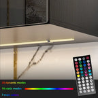 Meuble TV flottant mural avec lumières LED, noir et blanc brillant