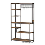Étagère de cuisine style industriel marron avec prise de courant et étagères de rangement