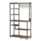 Étagère de cuisine style industriel marron avec prise de courant et étagères de rangement