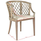 Fauteuil en rotin tressé avec coussin blanc, finition lavis naturel