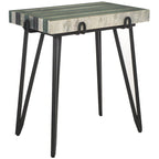 Table d'appoint avec plateau en marbre blanc et pieds épingles noirs