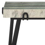 Table d'appoint avec plateau en marbre blanc et pieds épingles noirs