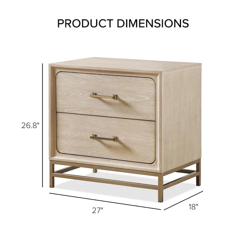 Commode en chêne clair avec pieds en métal doré et tiroirs en cèdre